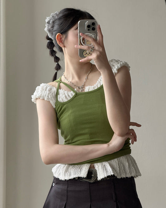 VT287 Ribbed Vest - Green | White | Black