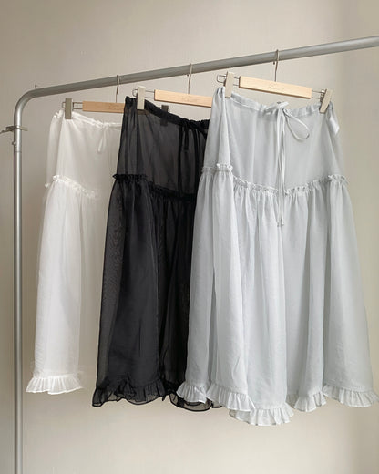 SK189 Sheer Skirt - Blue | Back | White