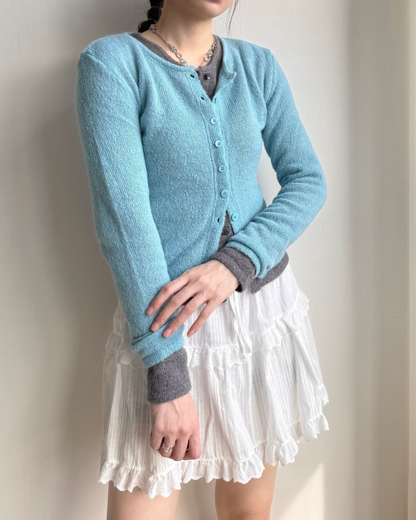 CD057 Alpaca Lily Cardigan - Purple | Turquoise | Gray