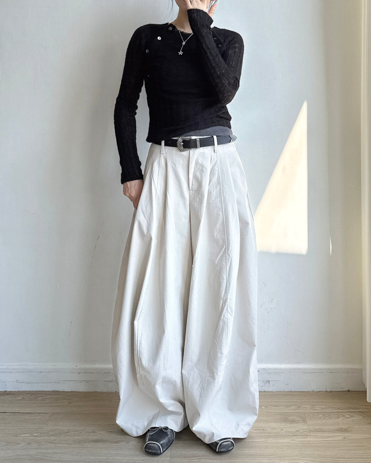 TP624 Fuzzy Rib Button Knit - Gray | Ivory | Black