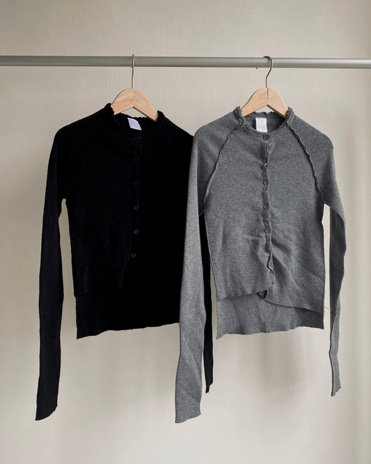 CD050 Irregular Cardigan - Gray | Black