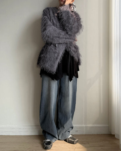 JK045 Hairy Jacket - Black | Gray