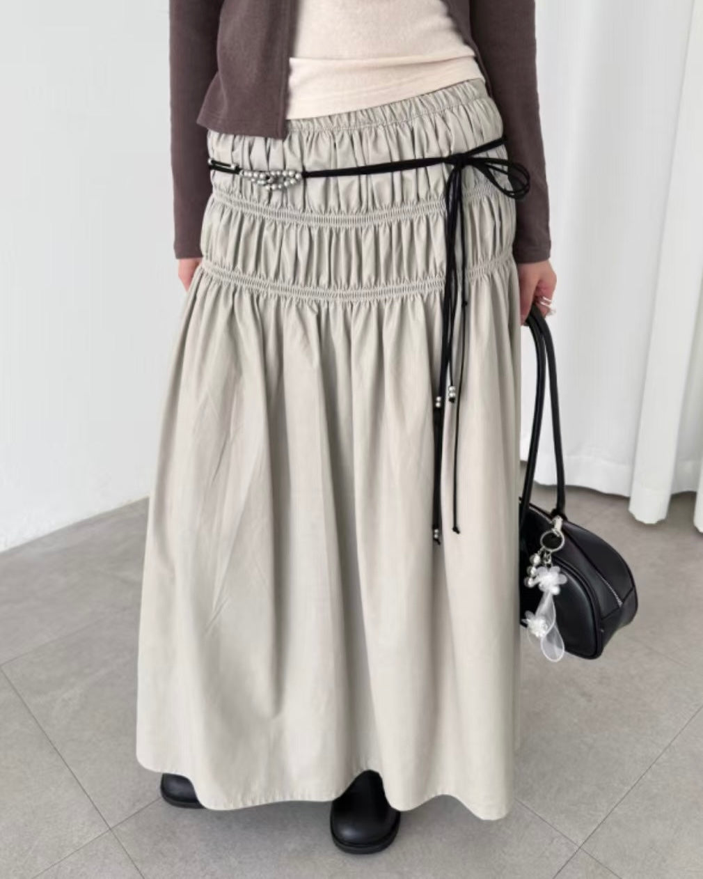 SK212 Maren Skirt - Beige | Charcoal