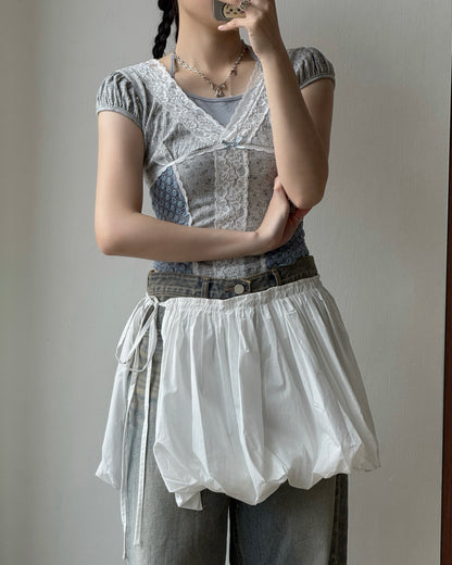 SK221 Balloon Skirt - White | Black | Gray