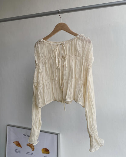 現貨 TP475 Ribbon 2Way Blouse - Ivory | Black