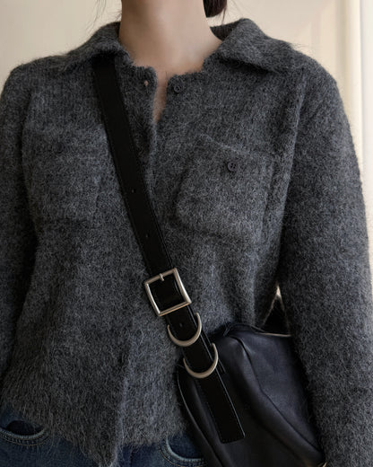 TP561 修身口袋針織上衣 - Ivory | Charcoal