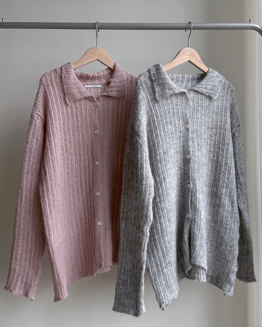 CD058 Fleur Cardigan - Gray | Pink