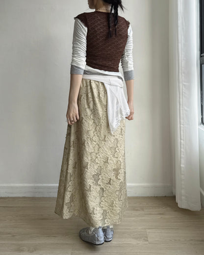 VT331 Vintage Lace Vest - Brown | White
