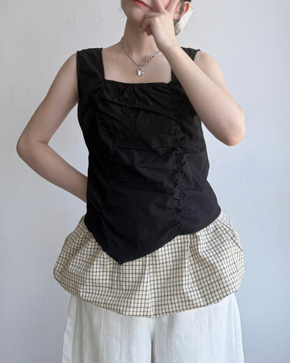 SK197 Check Balloon Skirt - Ivory | Black
