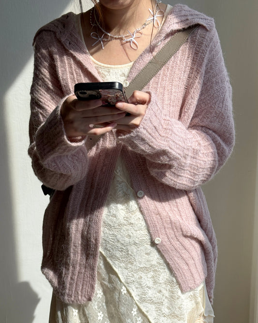 CD058 Fleur Cardigan - Gray | Pink