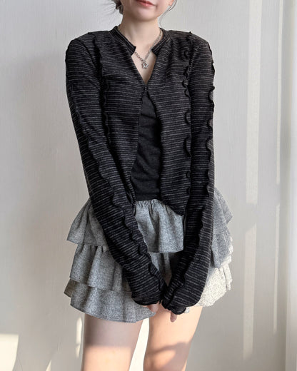 SK208 蛋糕小短裙褲 - Ivory | Grey