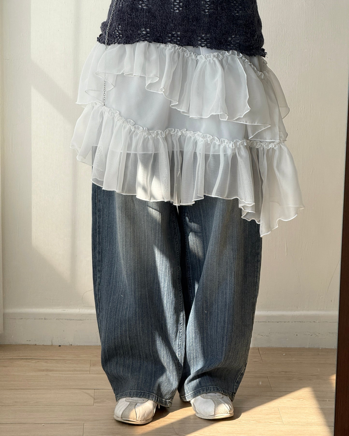 JN063 [ OOTJ ] Vintage Mid-Wash Wide Jeans