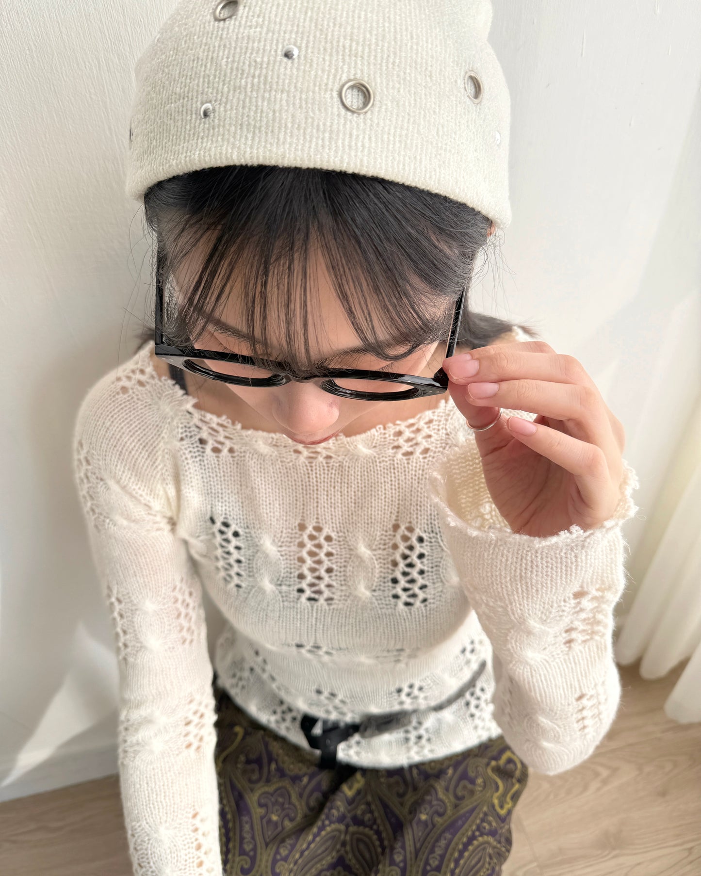 KA389 Knit Hat - Gray | Ivory | Black