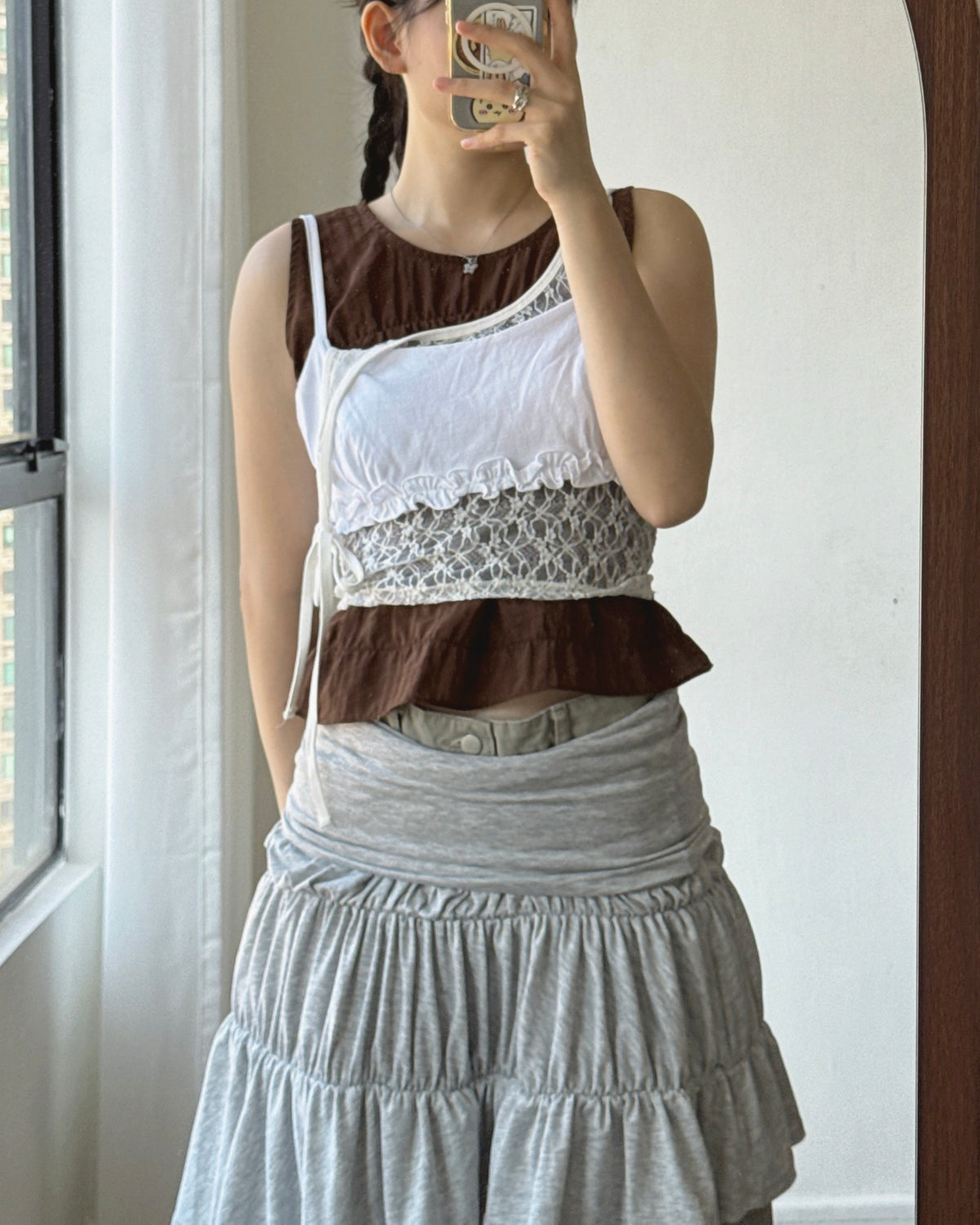 VT322 Salt Shirring Vest - Green | Brown
