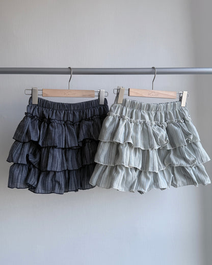 SK198 Mixed Skirt Pants - Mint | Navy