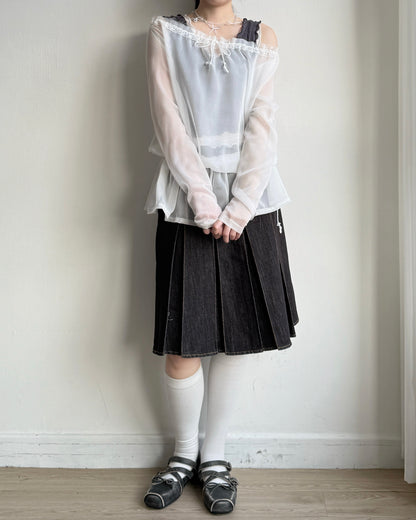 TP576 Sheer Top - White | Black