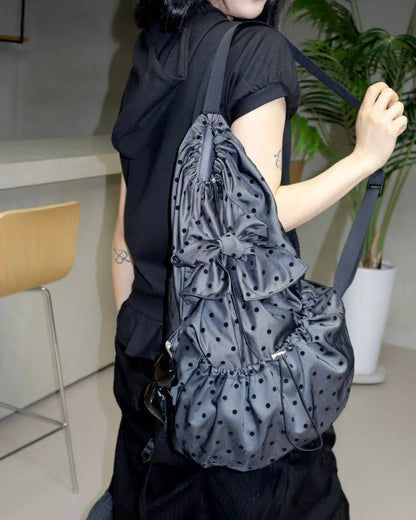 BG032 Polka Dot Backpack - Navy | Drak Gray
