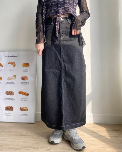 現貨 SK177 H-line Denim Skirt - Navy | Black