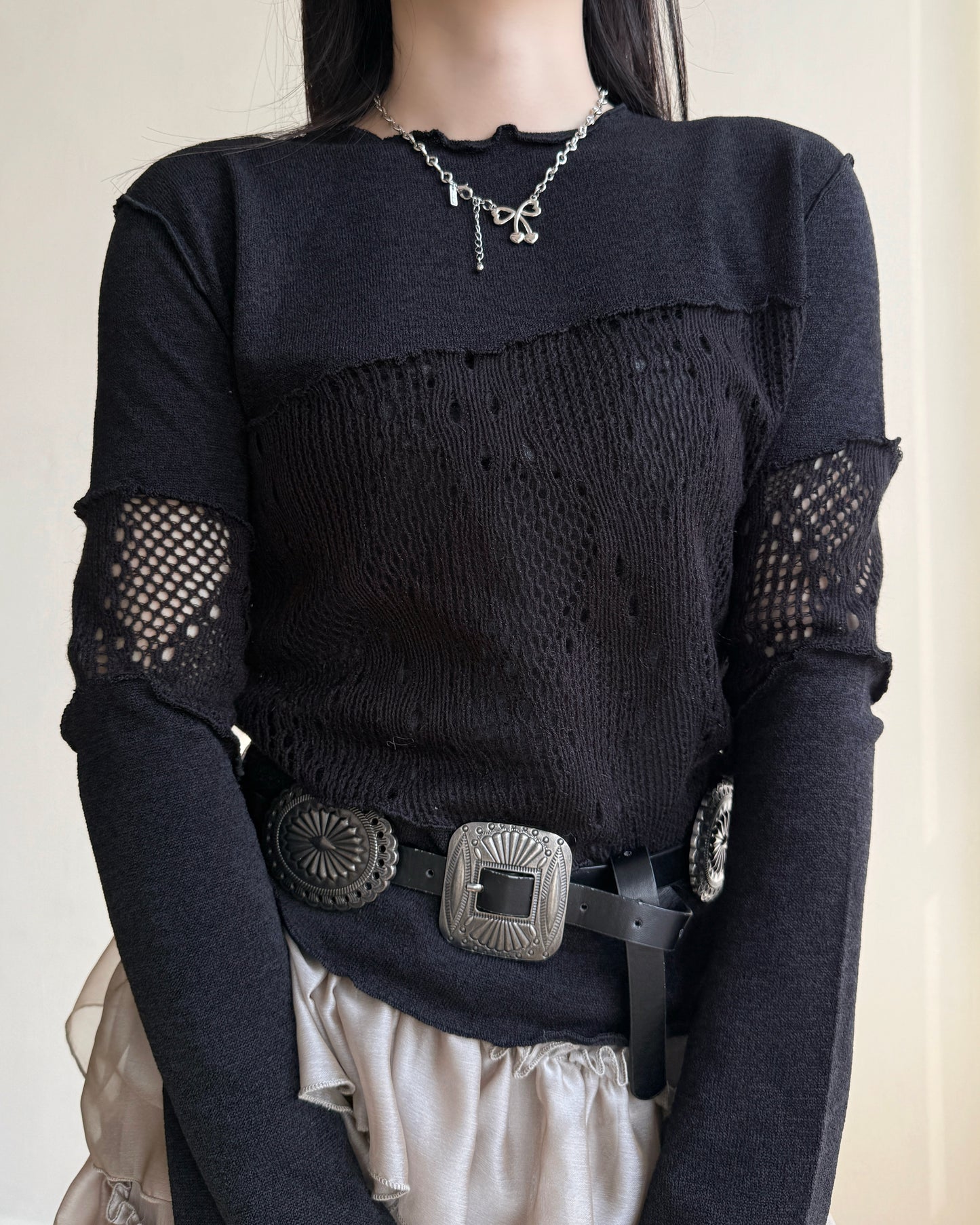 TP570 Patchwork Knit - Ivory | Black