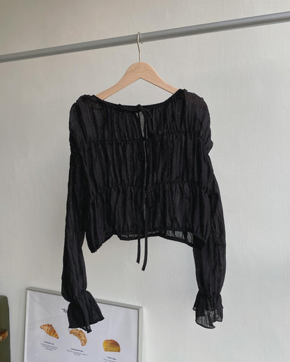 現貨 TP475 Ribbon 2Way Blouse - Ivory | Black