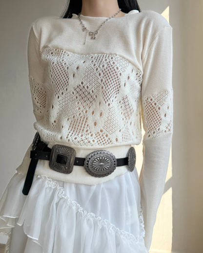 TP570 Patchwork Knit - Ivory | Black