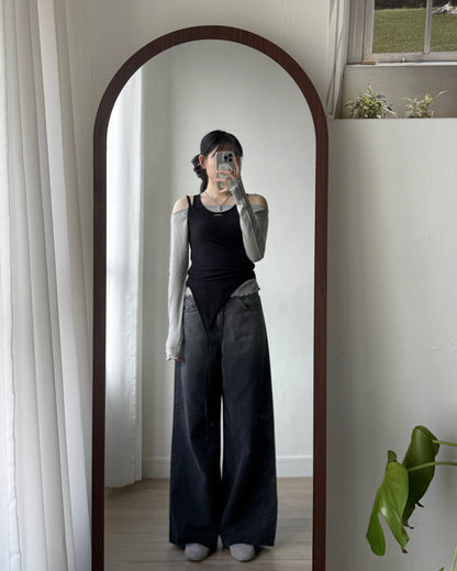 🩵牛仔褲限定優惠 JN060 Washed Wide Jeans - Brown | Drak Gray
