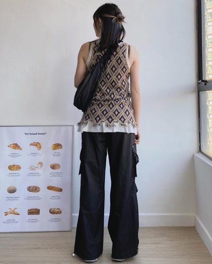 現貨 VT221 Diamond Knit Vest - Beige | Brown