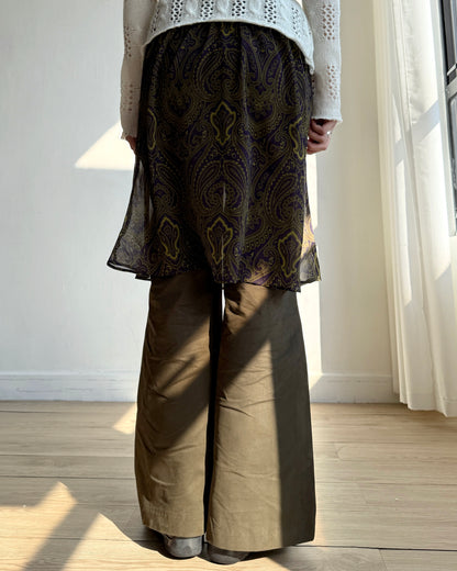 PT078 Flared Pants - Khaki | Black