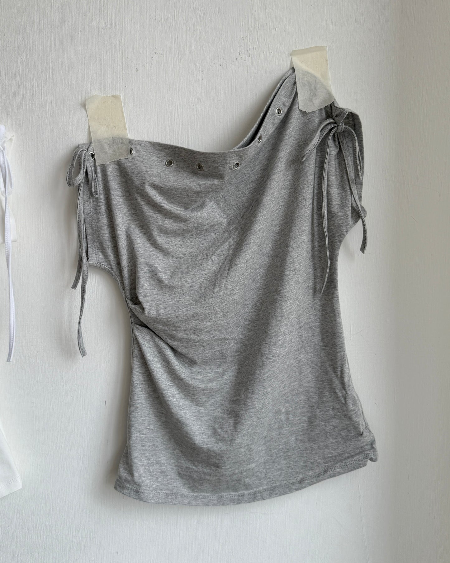 TP591 Eyelet Boat Neck Top - White | Gray | Black