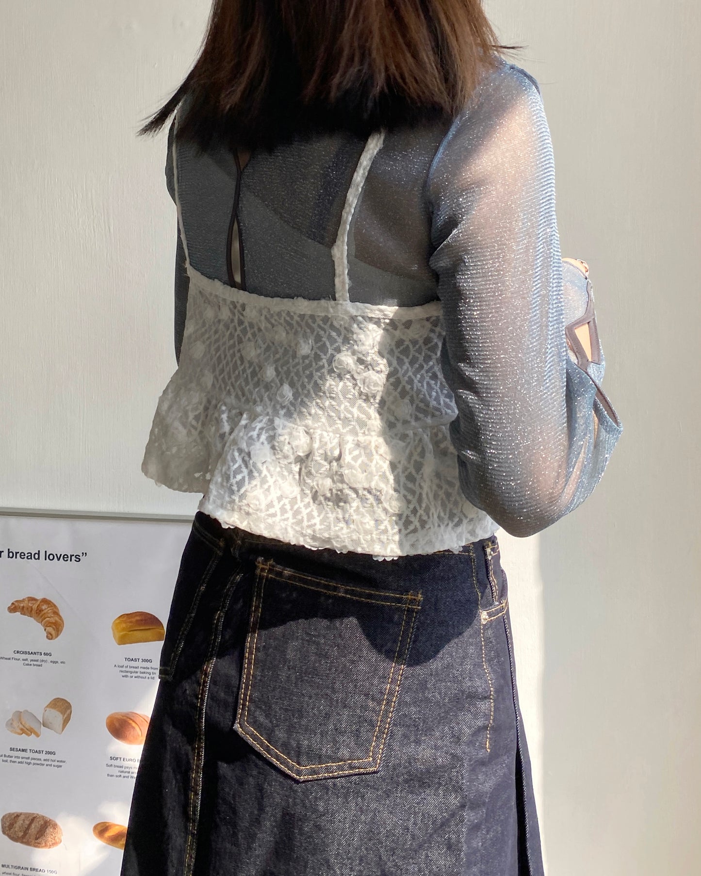 現貨 TP485 JP 2way Sheer Top - Blue | Charcoal