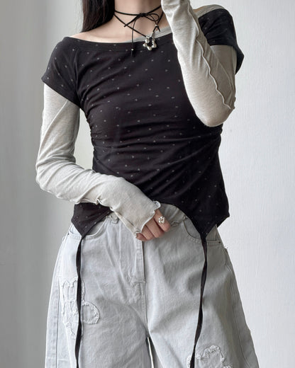 TP543 Star Shirring Top - White | Gray | Black