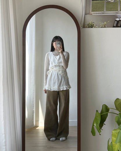 TP546 Ribbon Sheer Top - White | Pink | Black