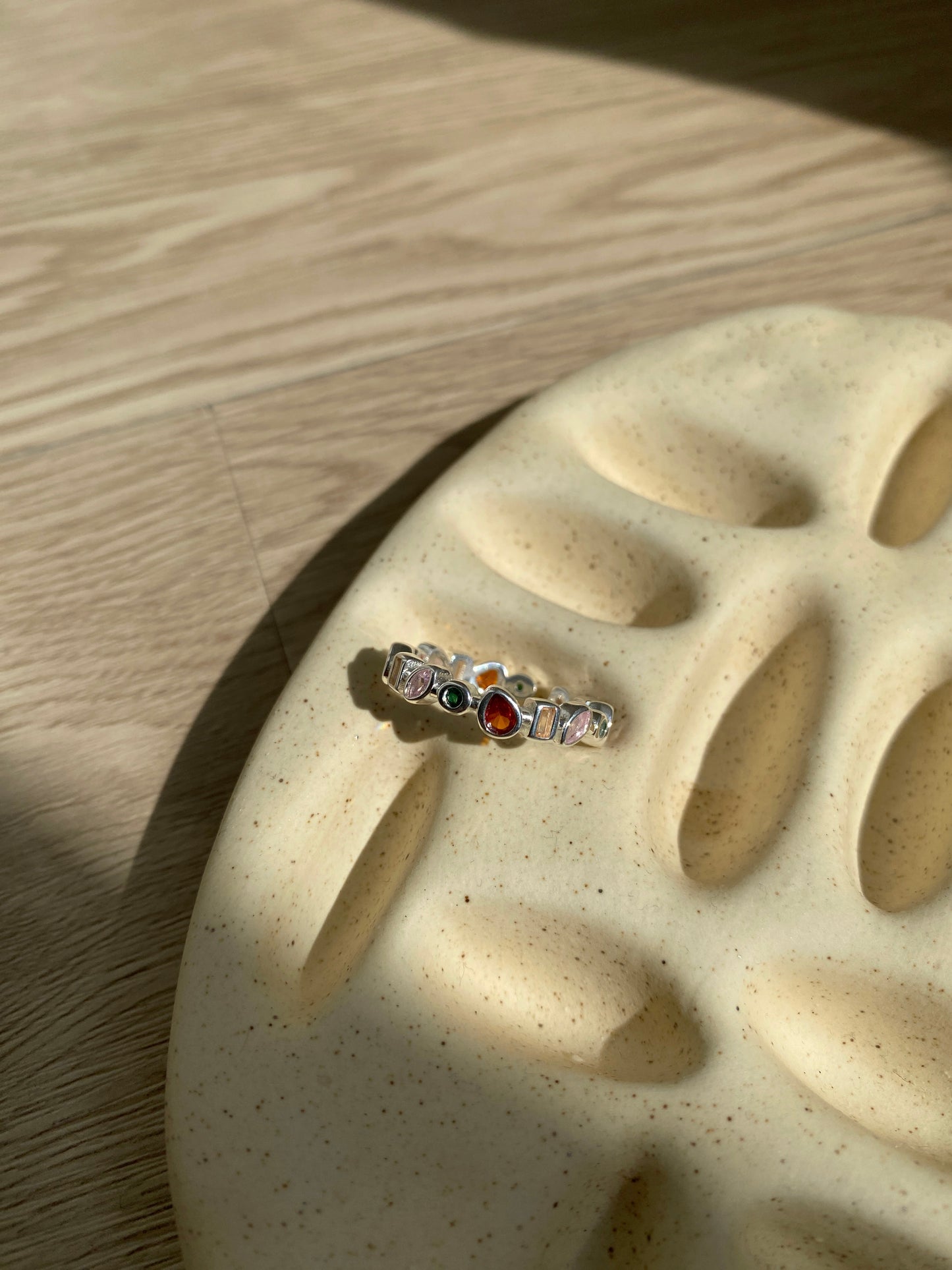 KA303 S925 Colour Glass Ring