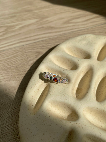 KA303 S925 Colour Glass Ring