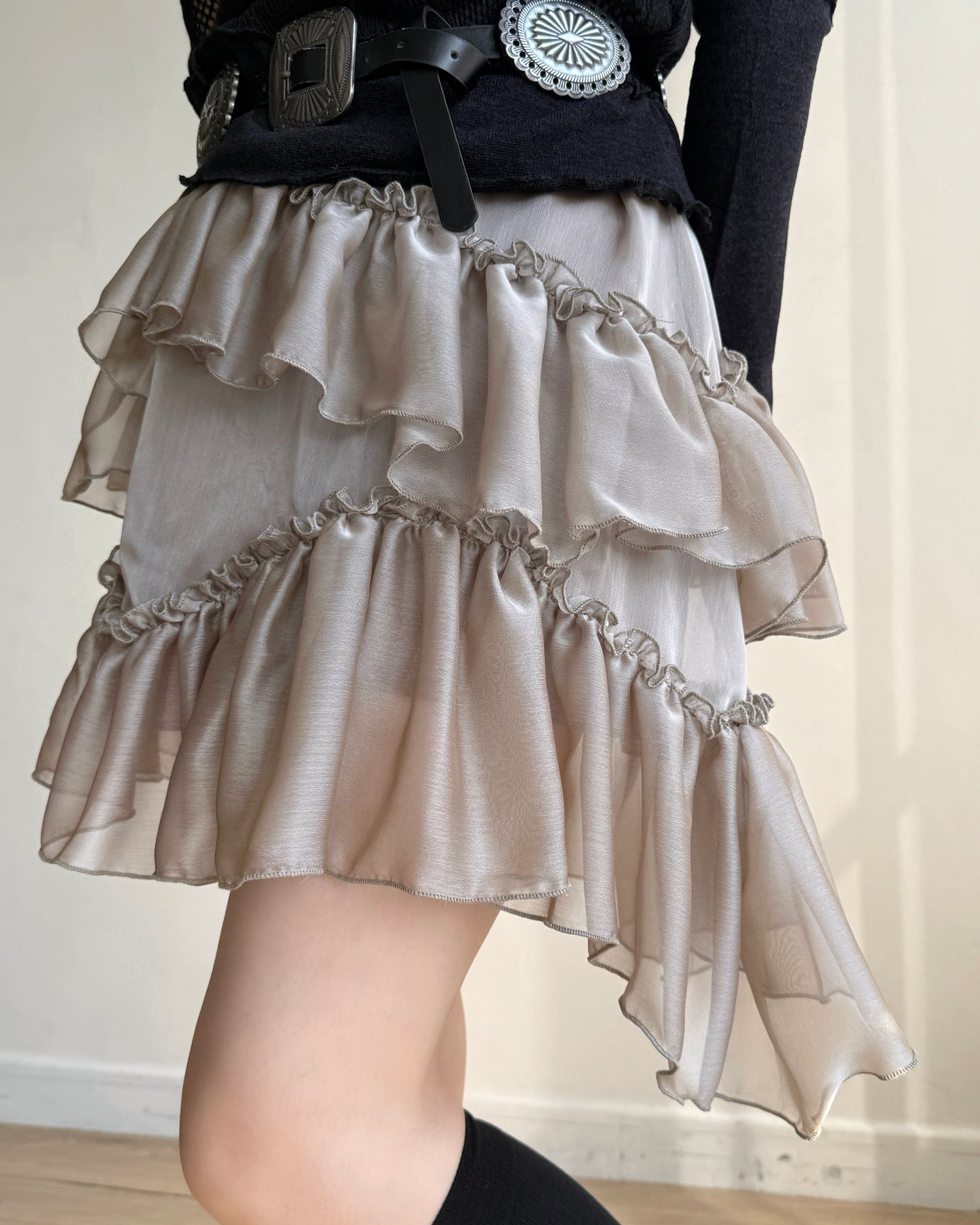 SK210 Cancan Skirt - White | Mocha
