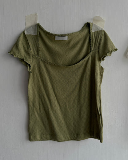 TP602 Breezy Textured Square Top - Green | White | Gray