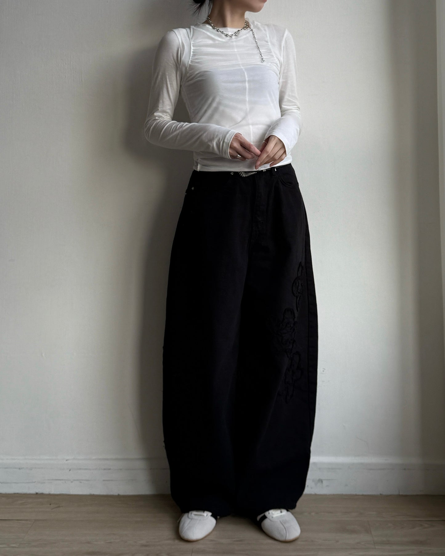 TP577 Mesh Shirring Twinset - White | Gray | Black