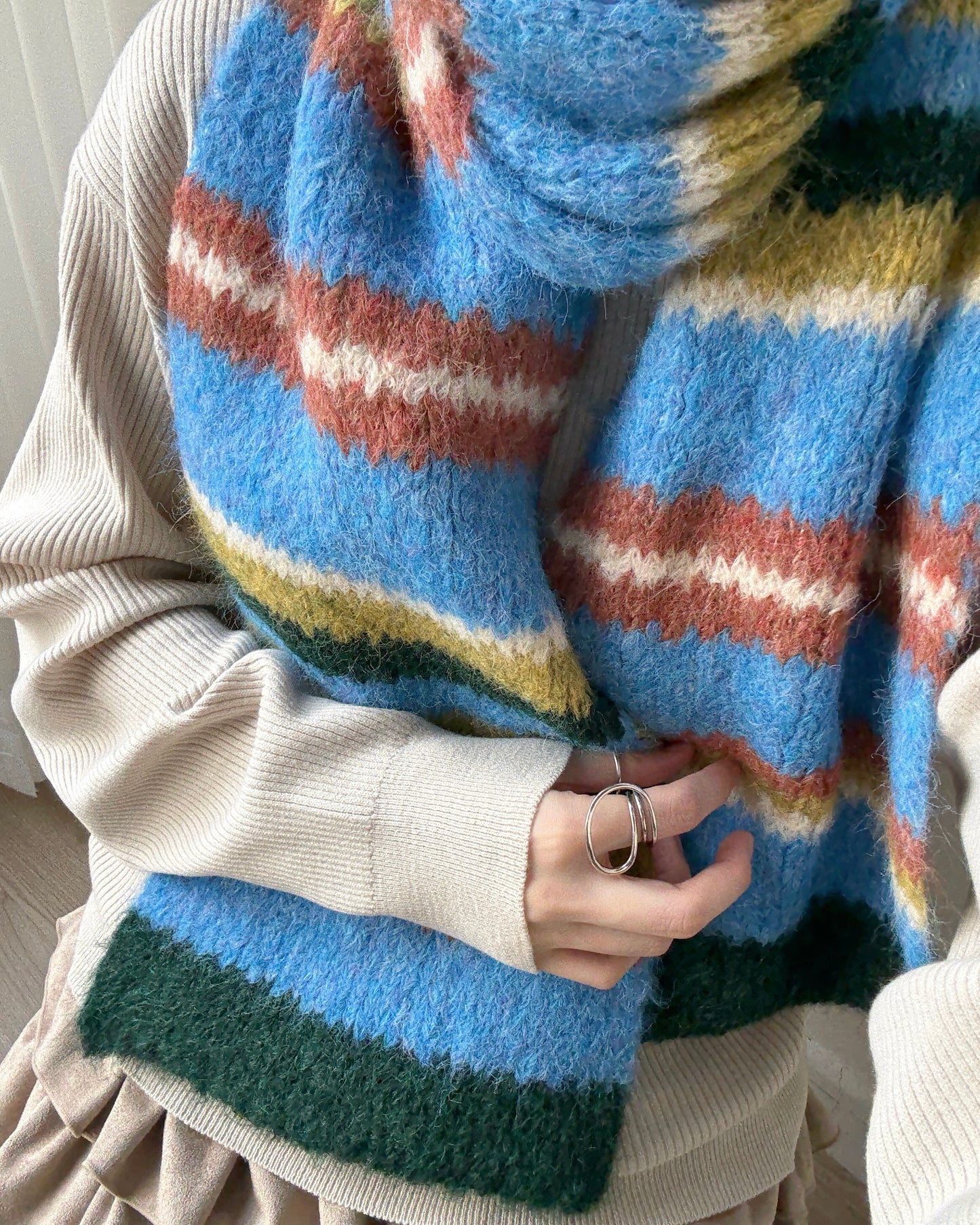 KA377 Wool Striped Muffler - 3colour