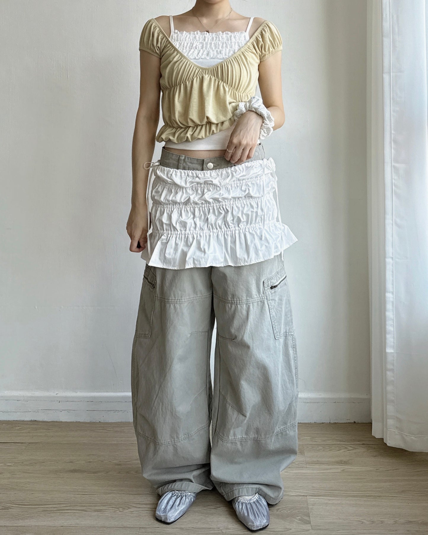 TP605 Shirred Top - Ivory | Butter | Brown