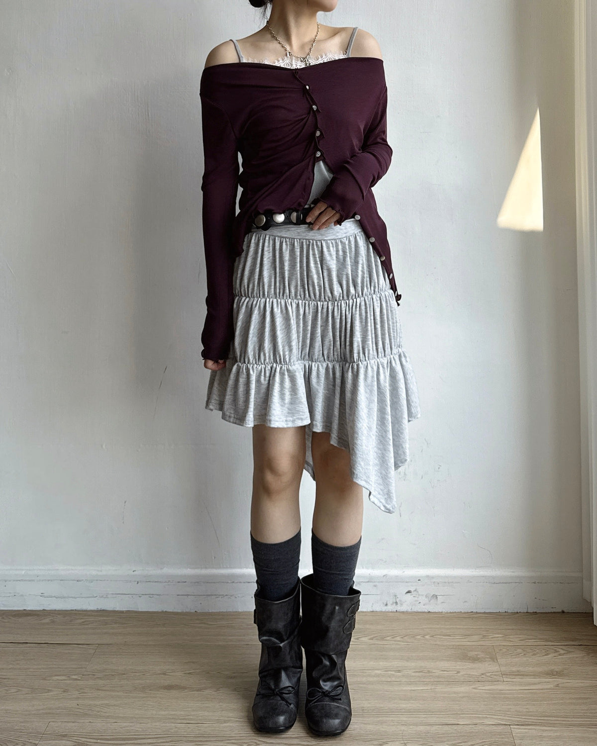 TP618 Button Cardigan - Red | Ivory | Plum | Charcoal | Black
