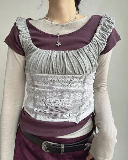 VT328 Lace Sleeveless - Blue | Gray | Black