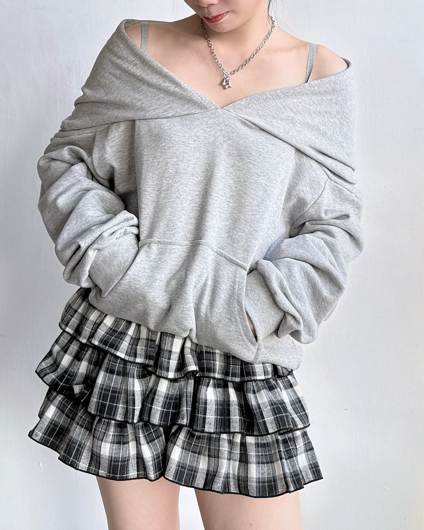TP553 Shoulder Hoodie - Gray | Black