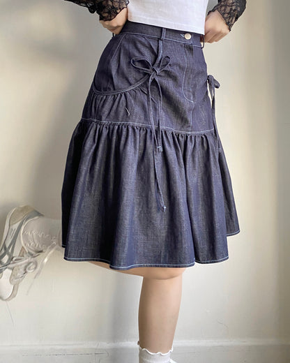 SK184 Denim Skirt - Navy