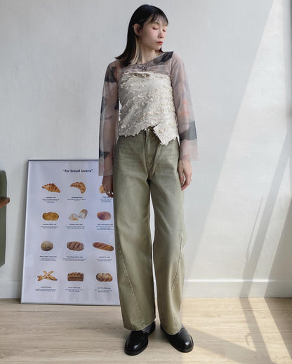 現貨 JN050 Straight Jeans - Olive