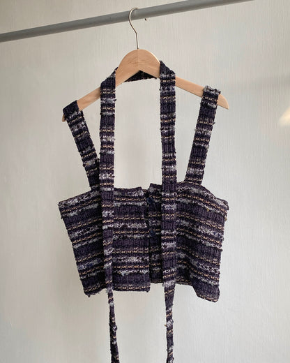 現貨 VT227 Stripe Vest - Beige | Navy