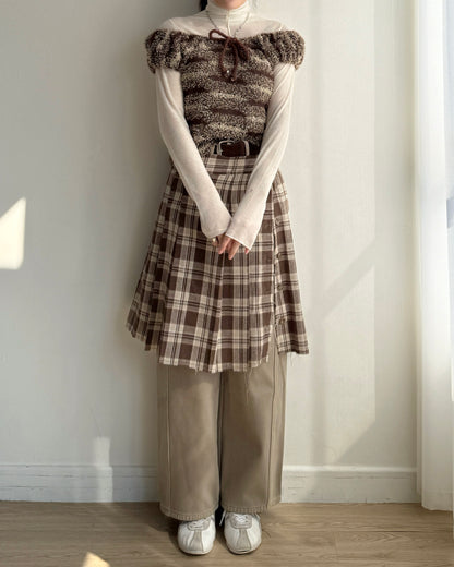 TP560 泡泡褶皺針織衫 - Brown | Black