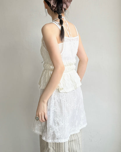 VT297 Floral Vest OPS - White | Black