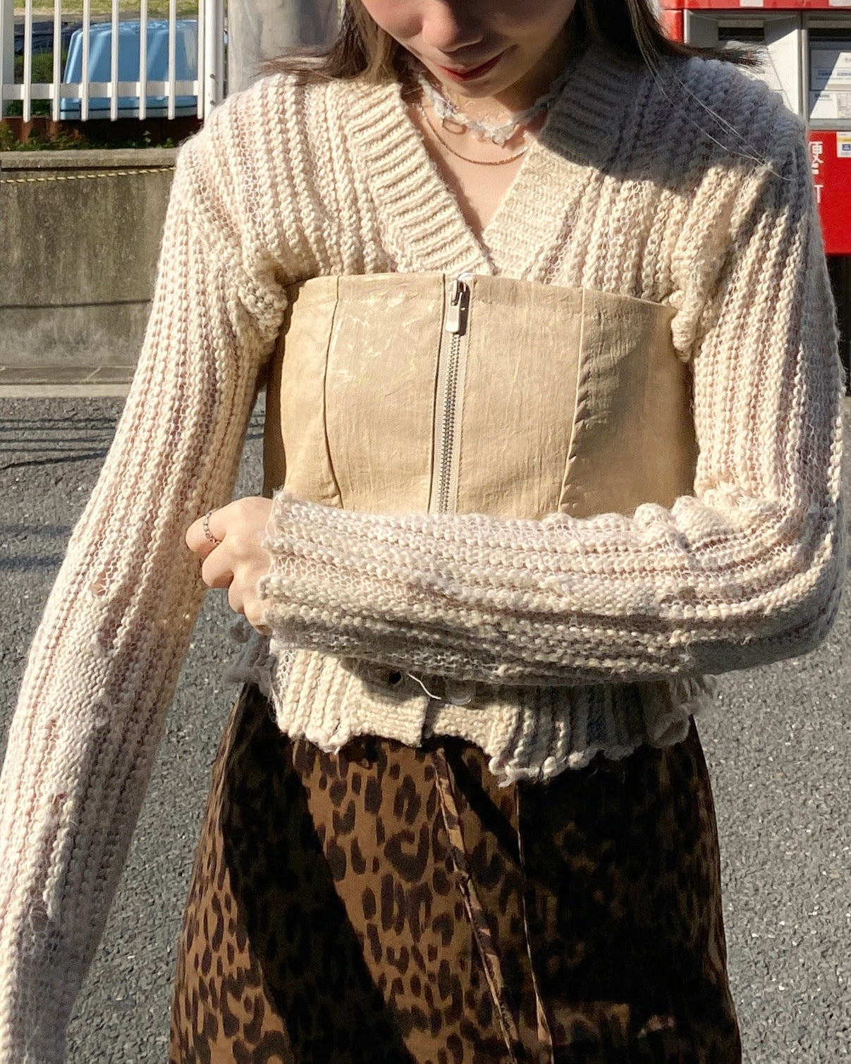 現貨 TP489 PU Leather Tube Top - Ivory