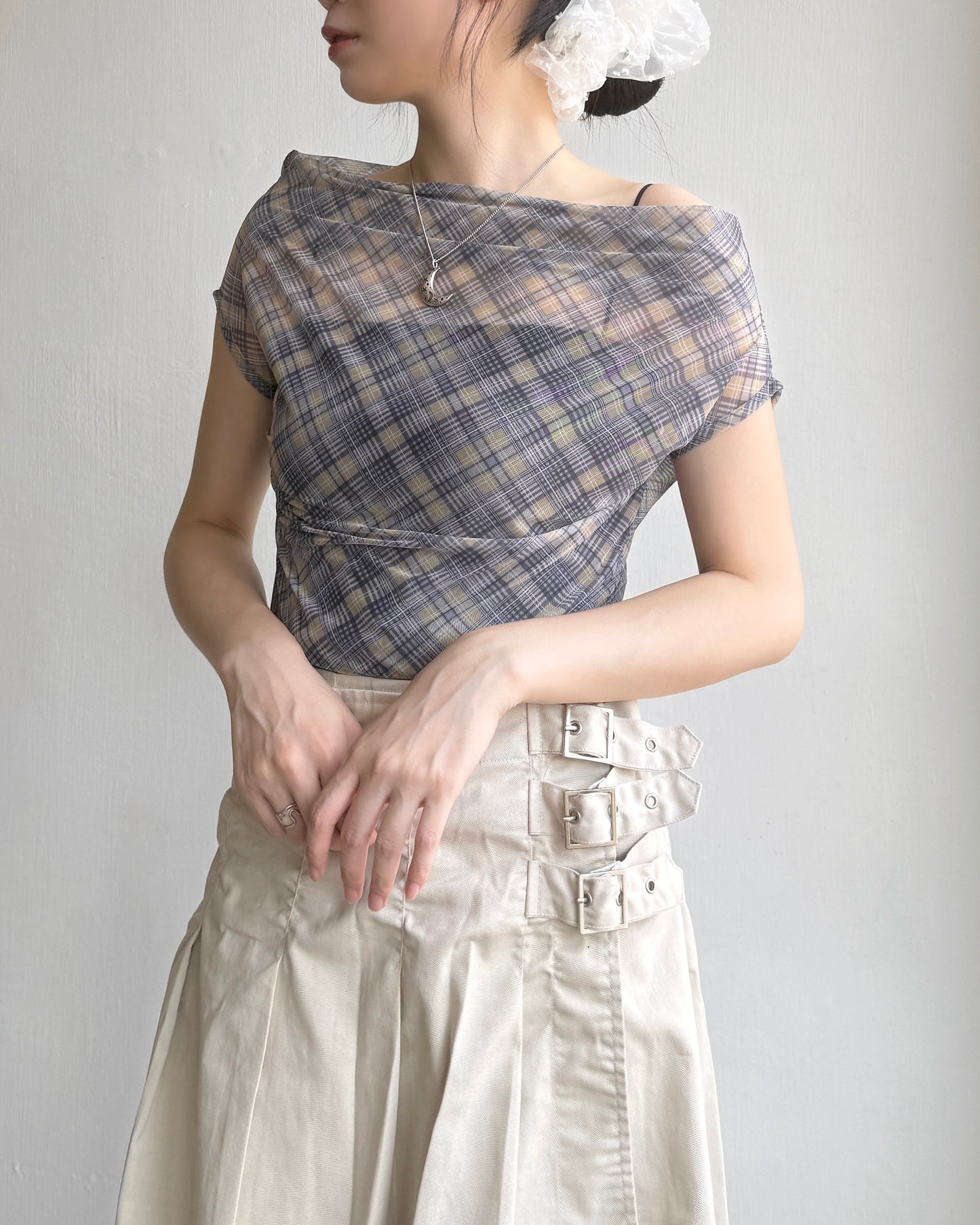 TP537 Check off-shoulder - Yellow | Black