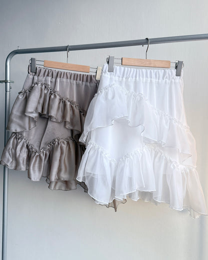 SK210 Cancan Skirt - White | Mocha